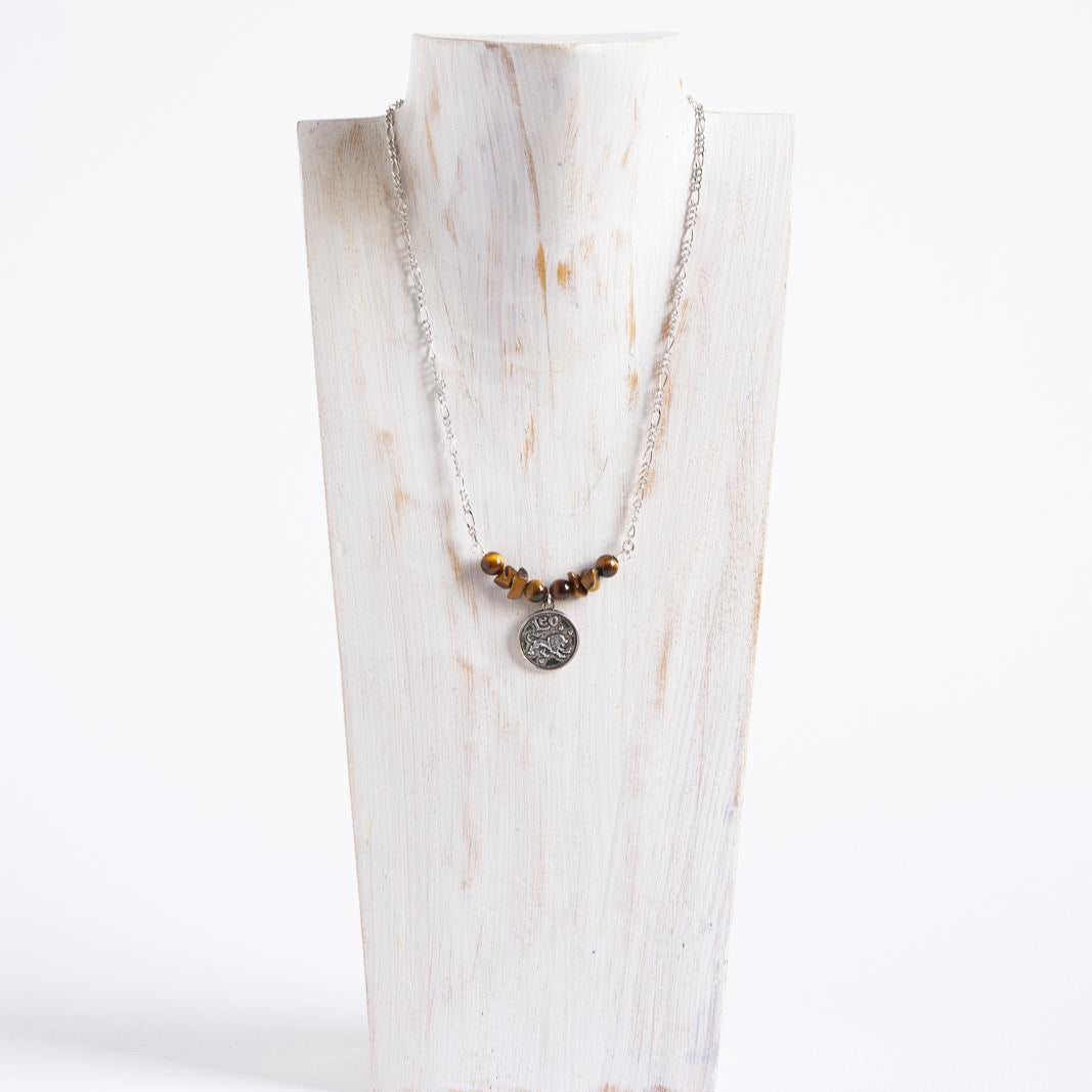Collar del zodiaco Leo | Piedra Leo | Ojo de tigre
