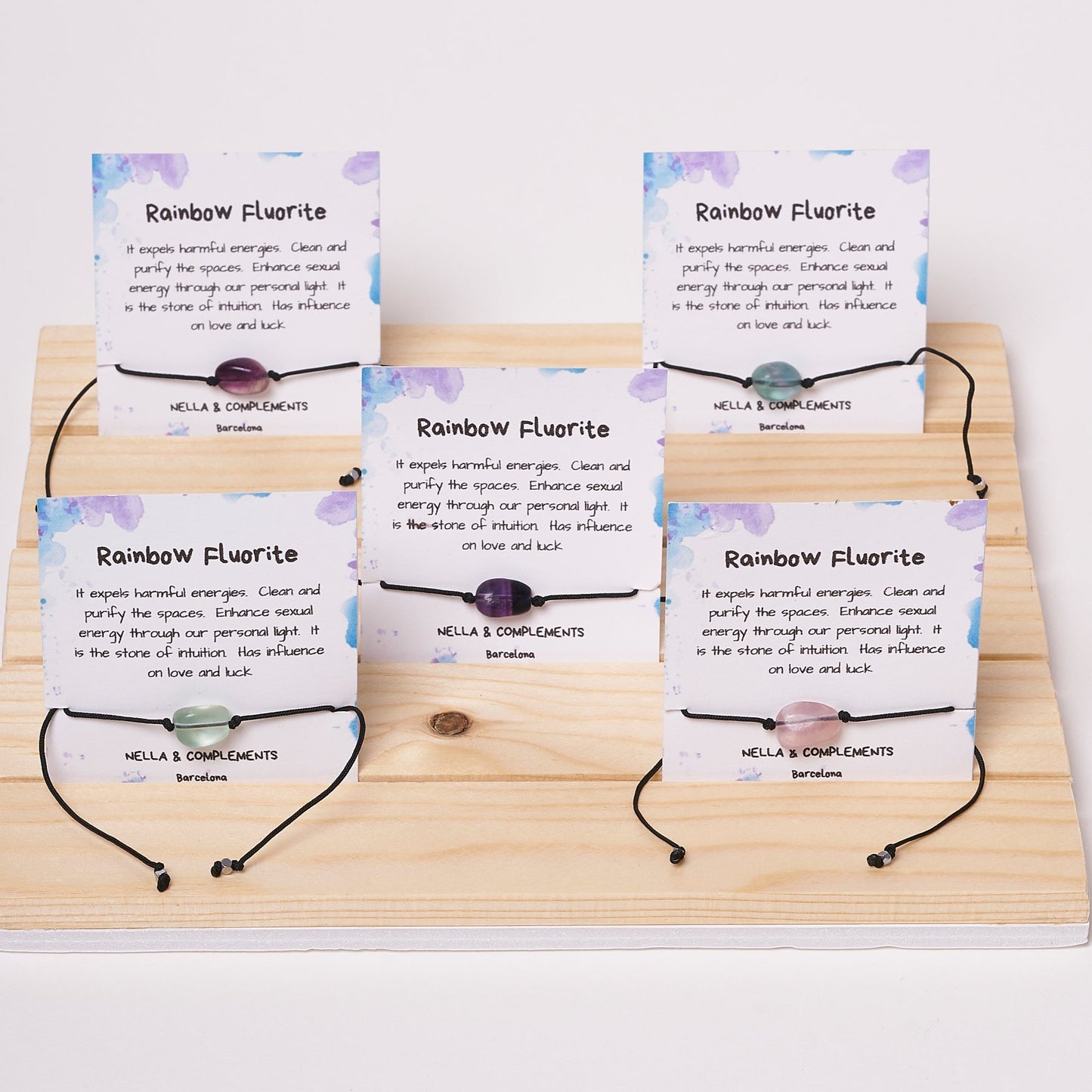 Pulsera de Fluorita arcoiris en solitario, - NellayComplements #
