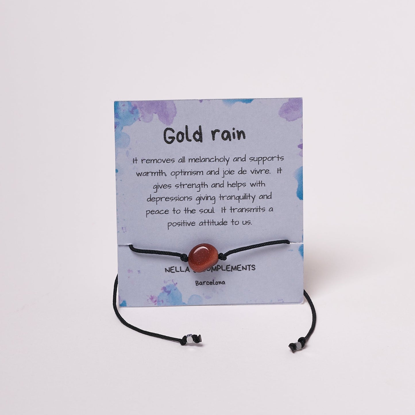 Pulsera de piedra lluvia de oro en solitario - NellayComplements #