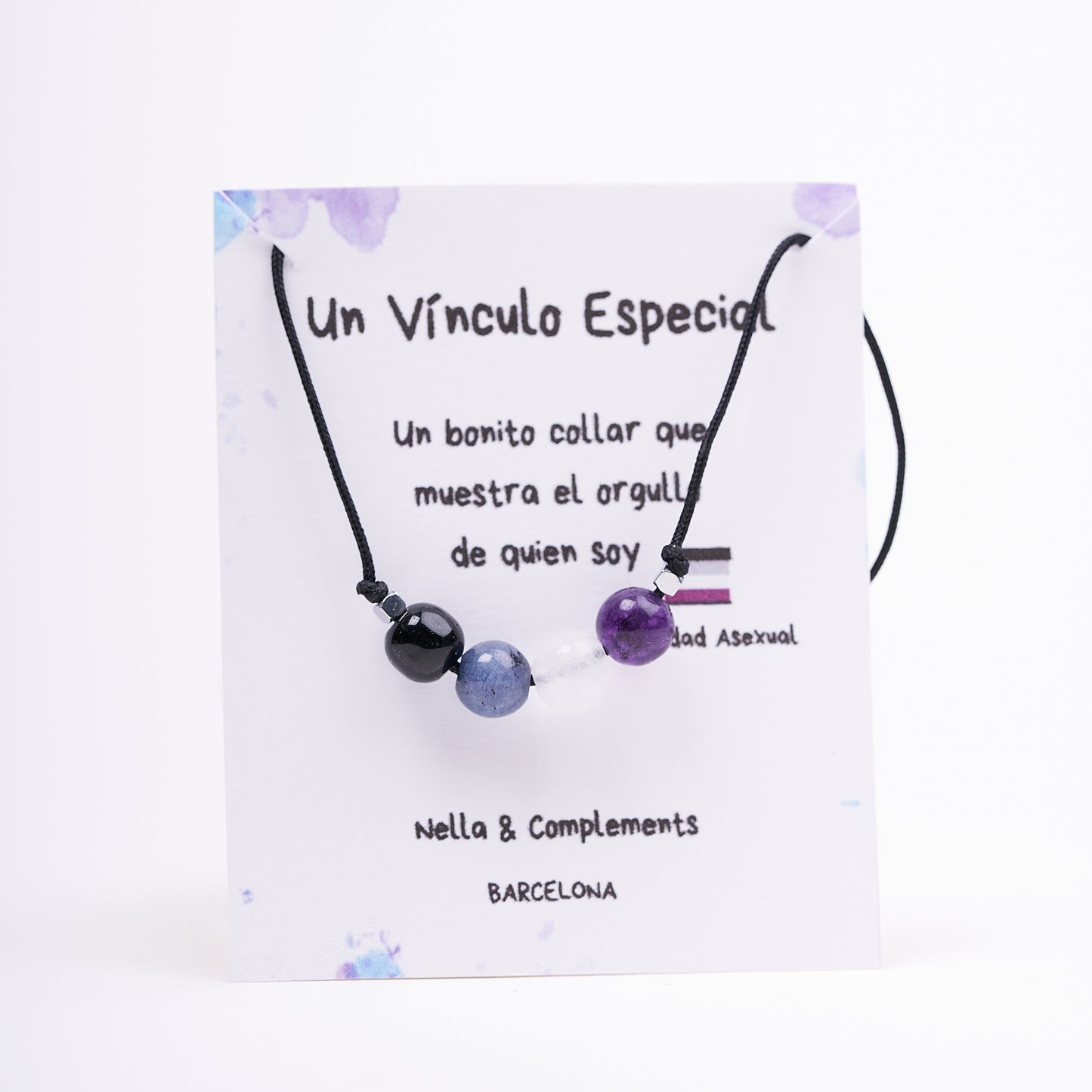 Collar de orgullo asexual, Ágatas naturales - NellayComplements #
