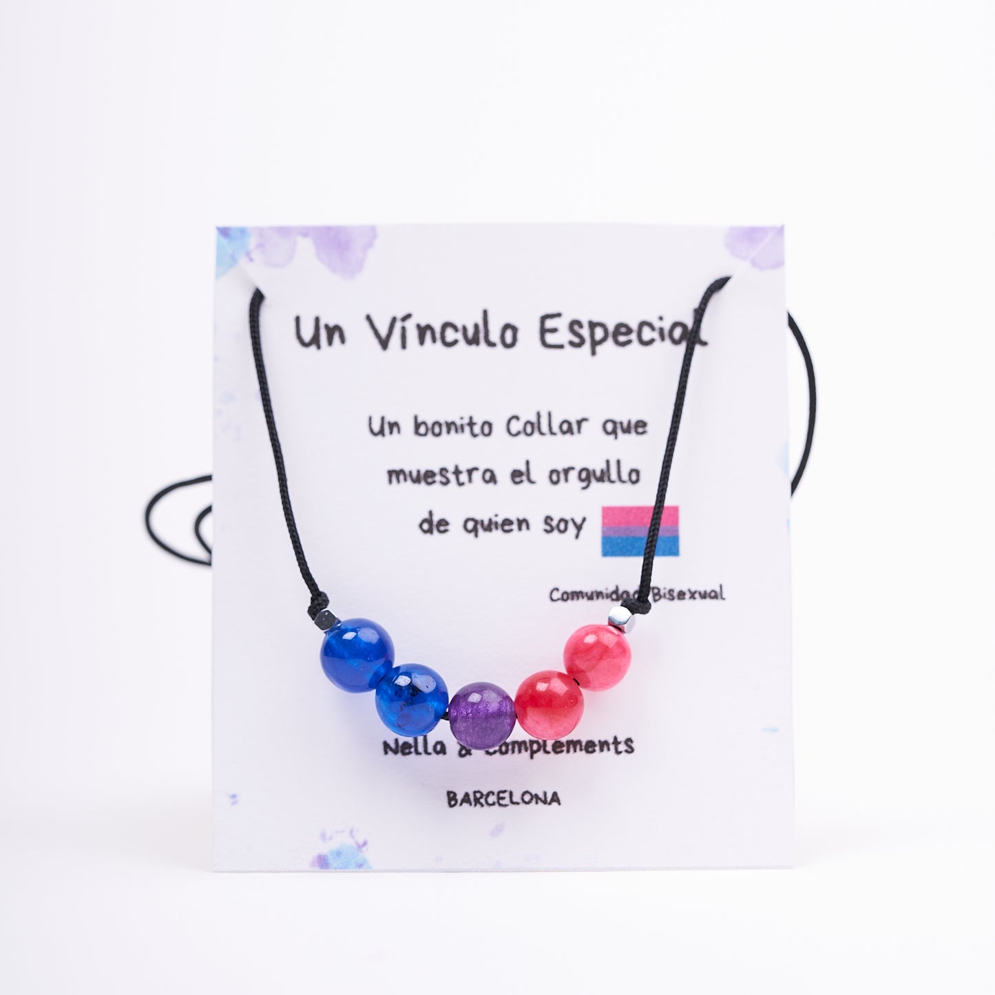 Collar de orgullo bisexual con agatas naturales. - NellayComplements #