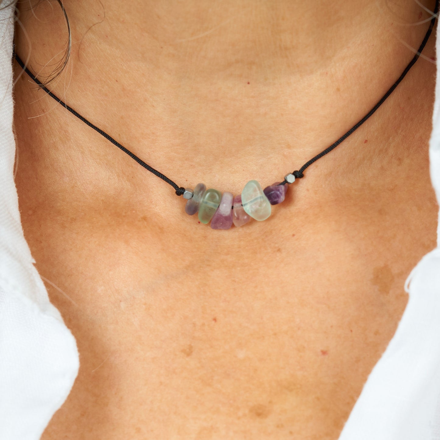 Collar con fluorita arcoíris, Piedra natural - NellayComplements #