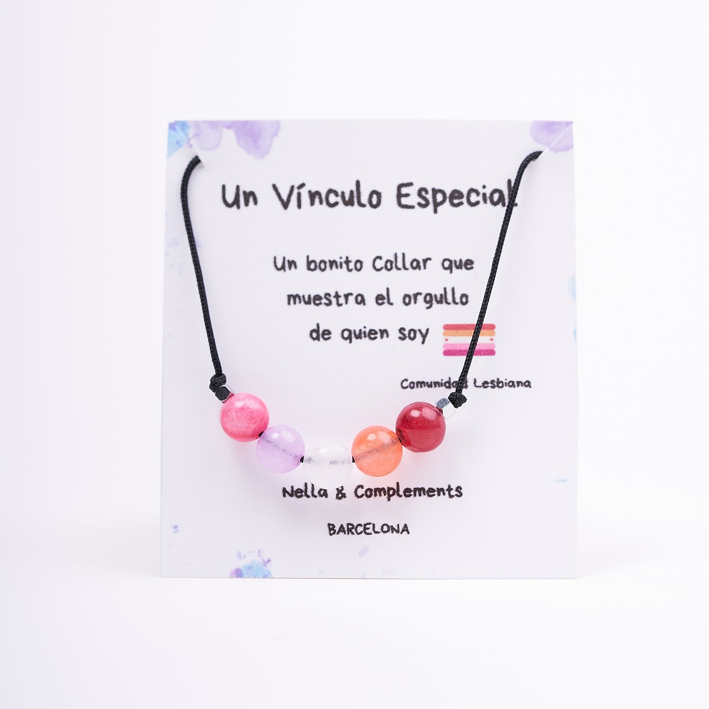 Collar de orgullo Lesbiana con agatas naturales - NellayComplements #