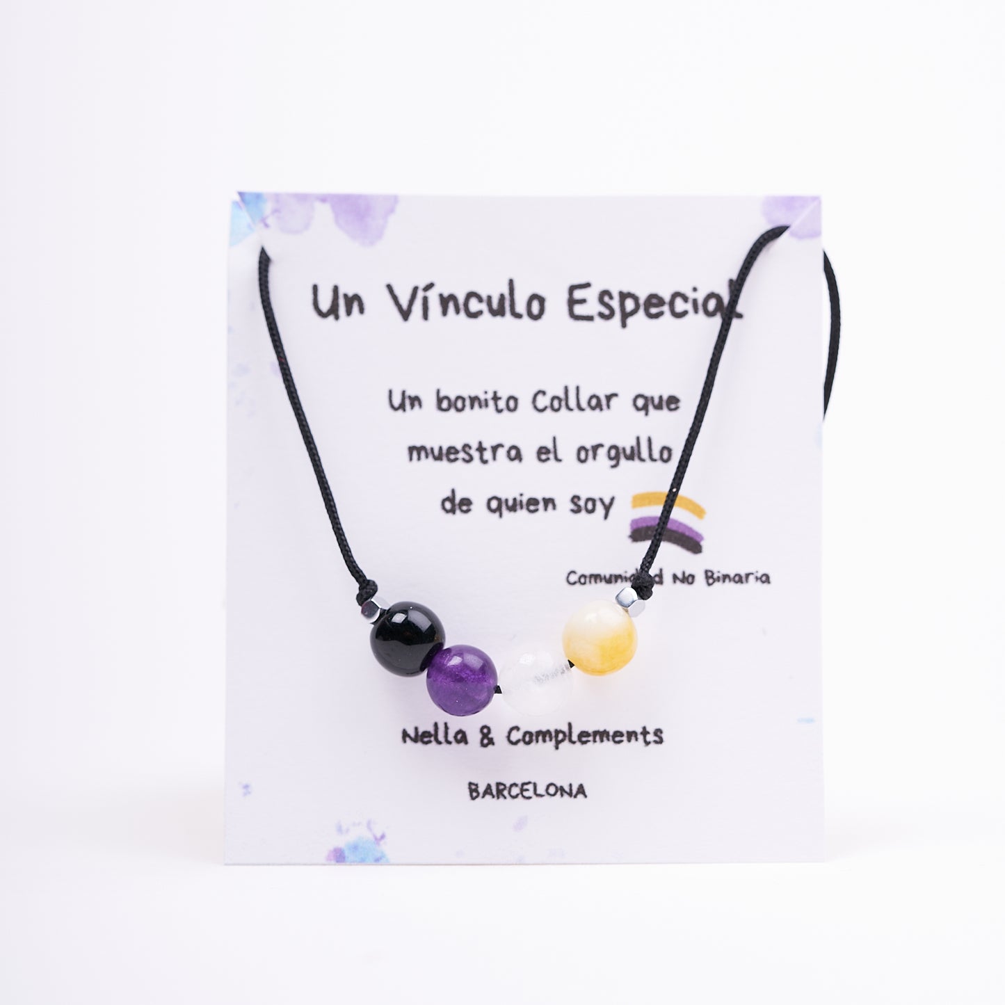 Collar de Orgullo No Binario, agatas naturales - NellayComplements #