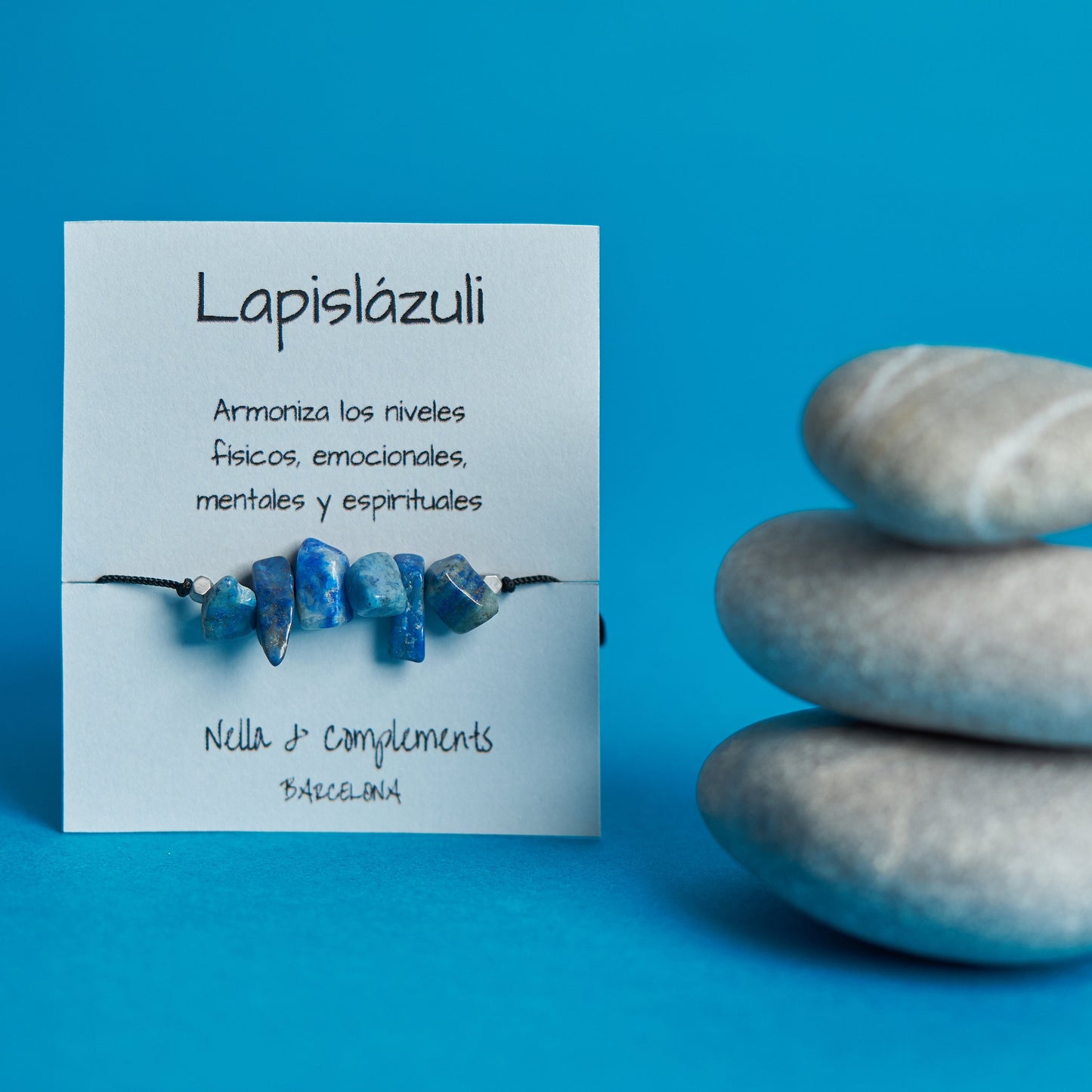 Pulsera con piedra lapislázuli, Piedra natural - NellayComplements #