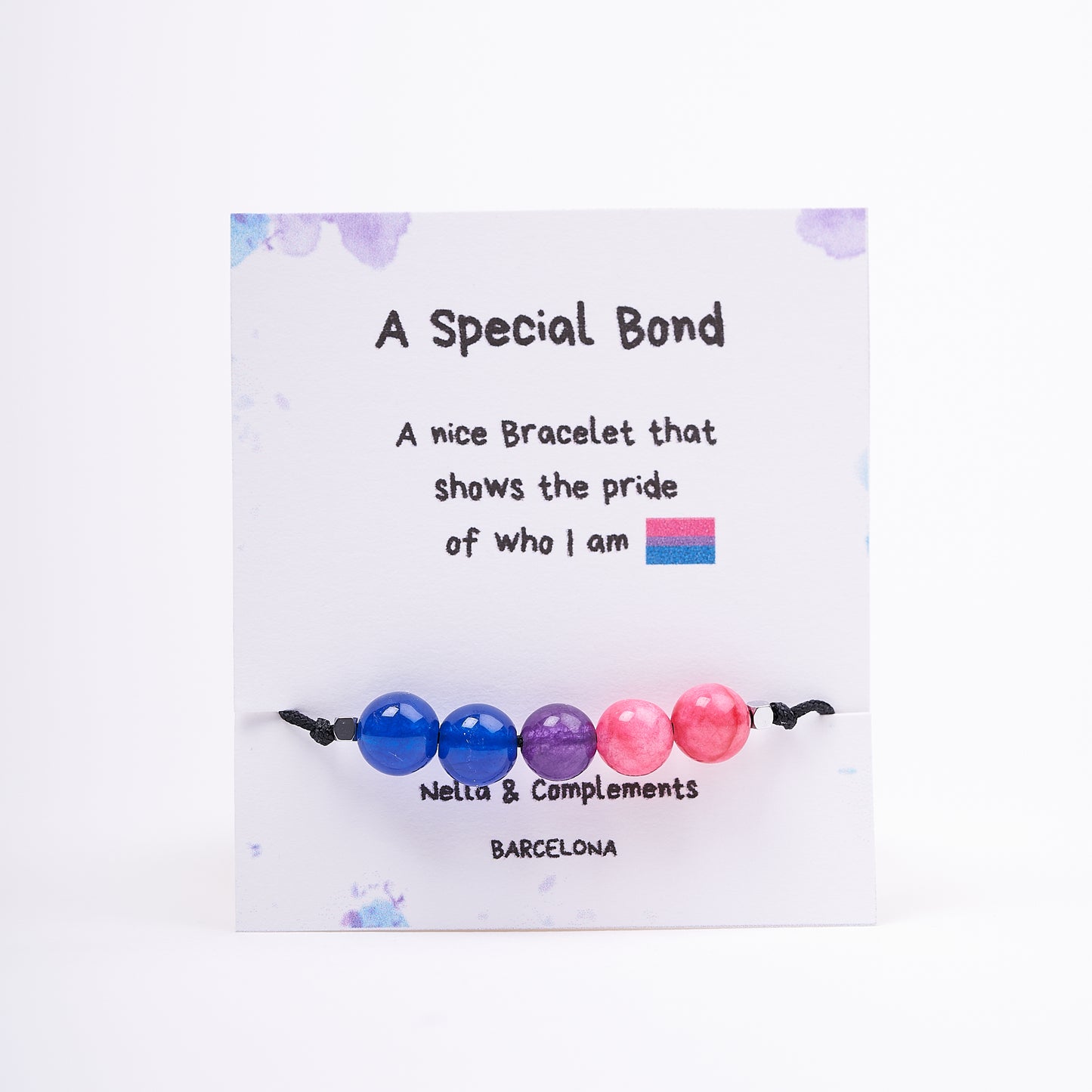 Pulsera de orgullo bisexual, ágata natural - NellayComplements #