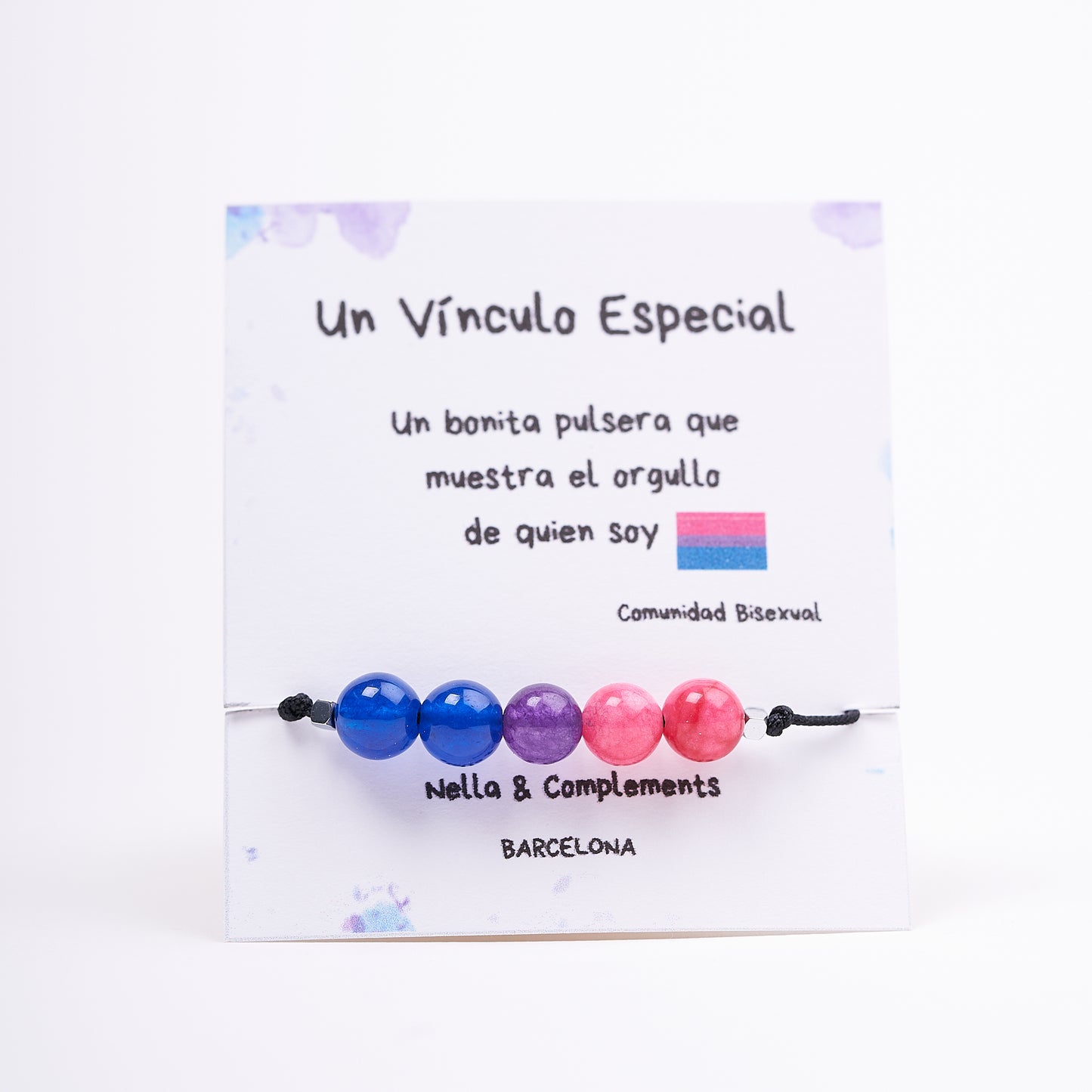 Pulsera de orgullo bisexual, ágata natural - NellayComplements #