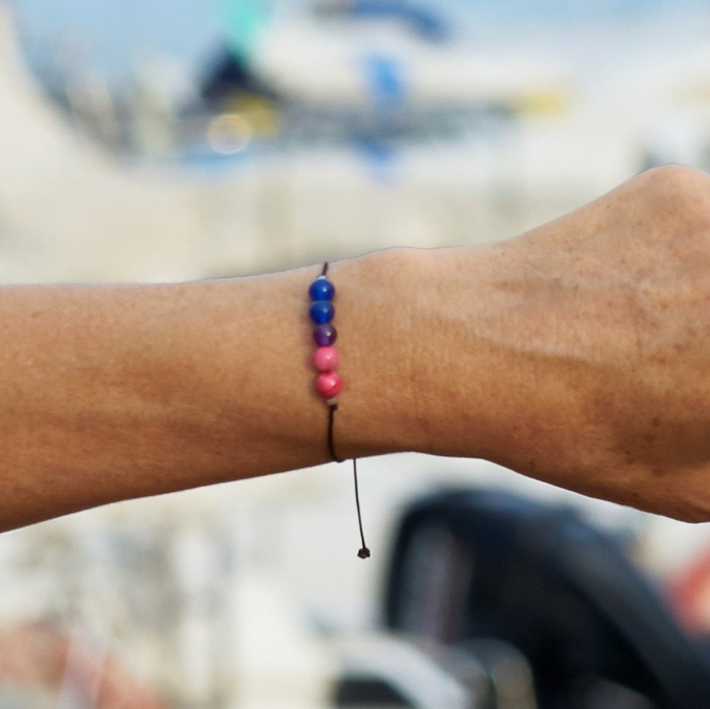 Pulsera de orgullo bisexual, ágata natural - NellayComplements #