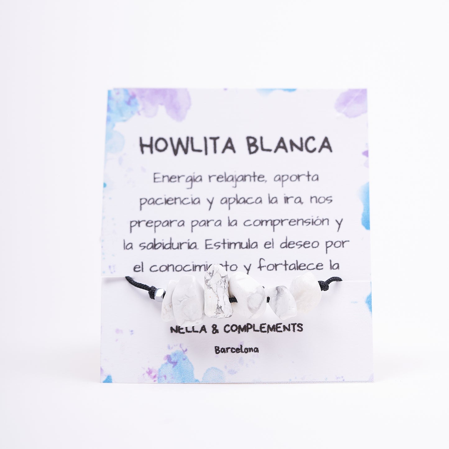 Pulsera con howlita blanca, piedra natural. - NellayComplements #
