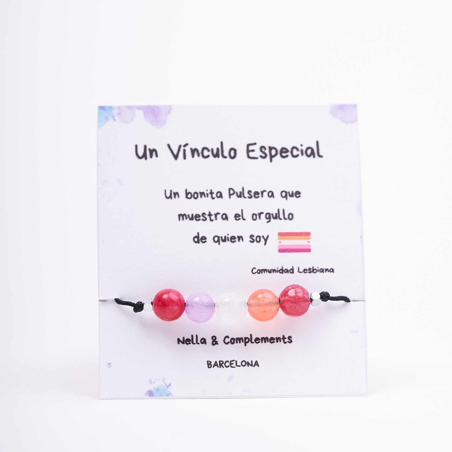 Pulsera de Orgullo Lesbico, agatas naturales - NellayComplements #