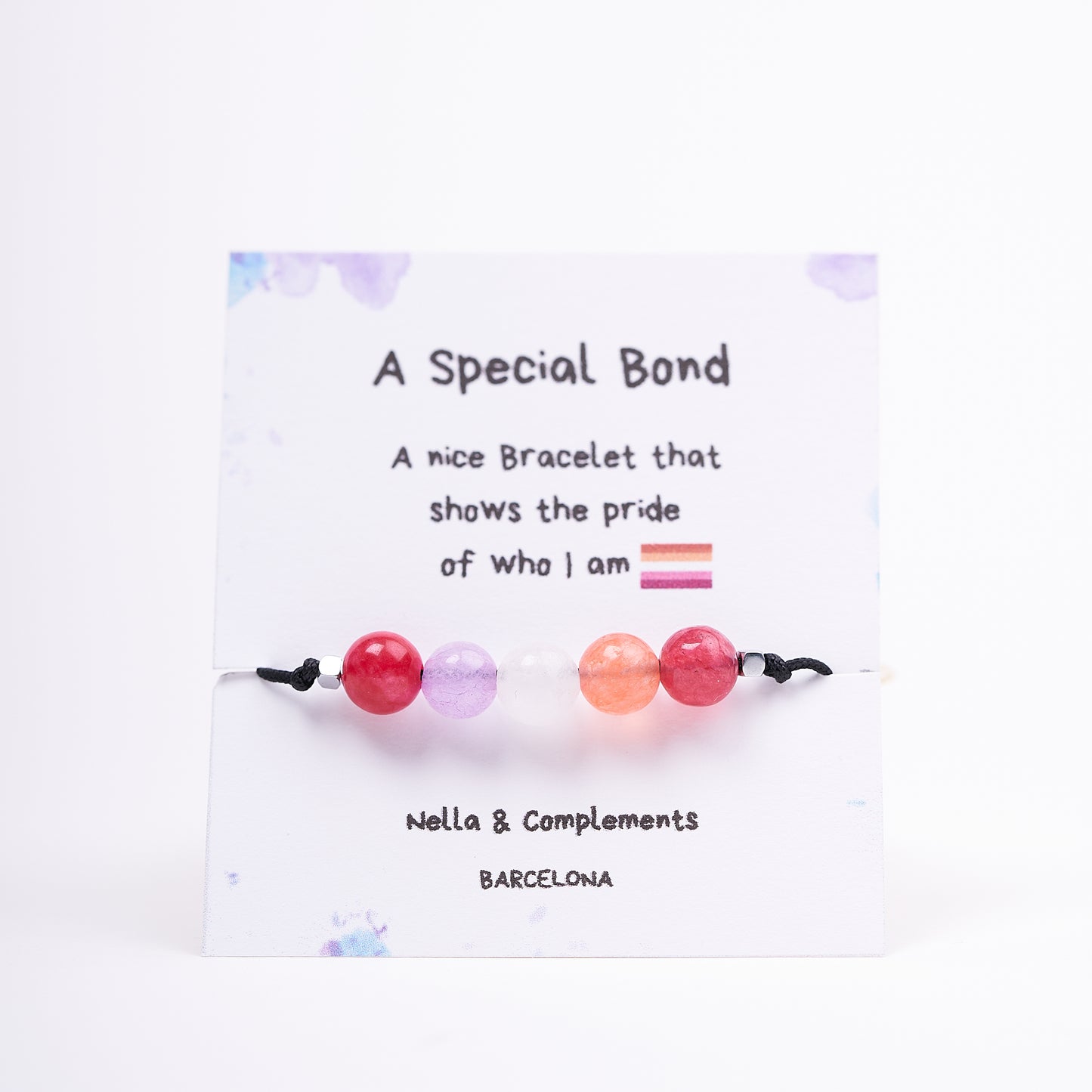 Pulsera de Orgullo Lesbico, agatas naturales - NellayComplements #