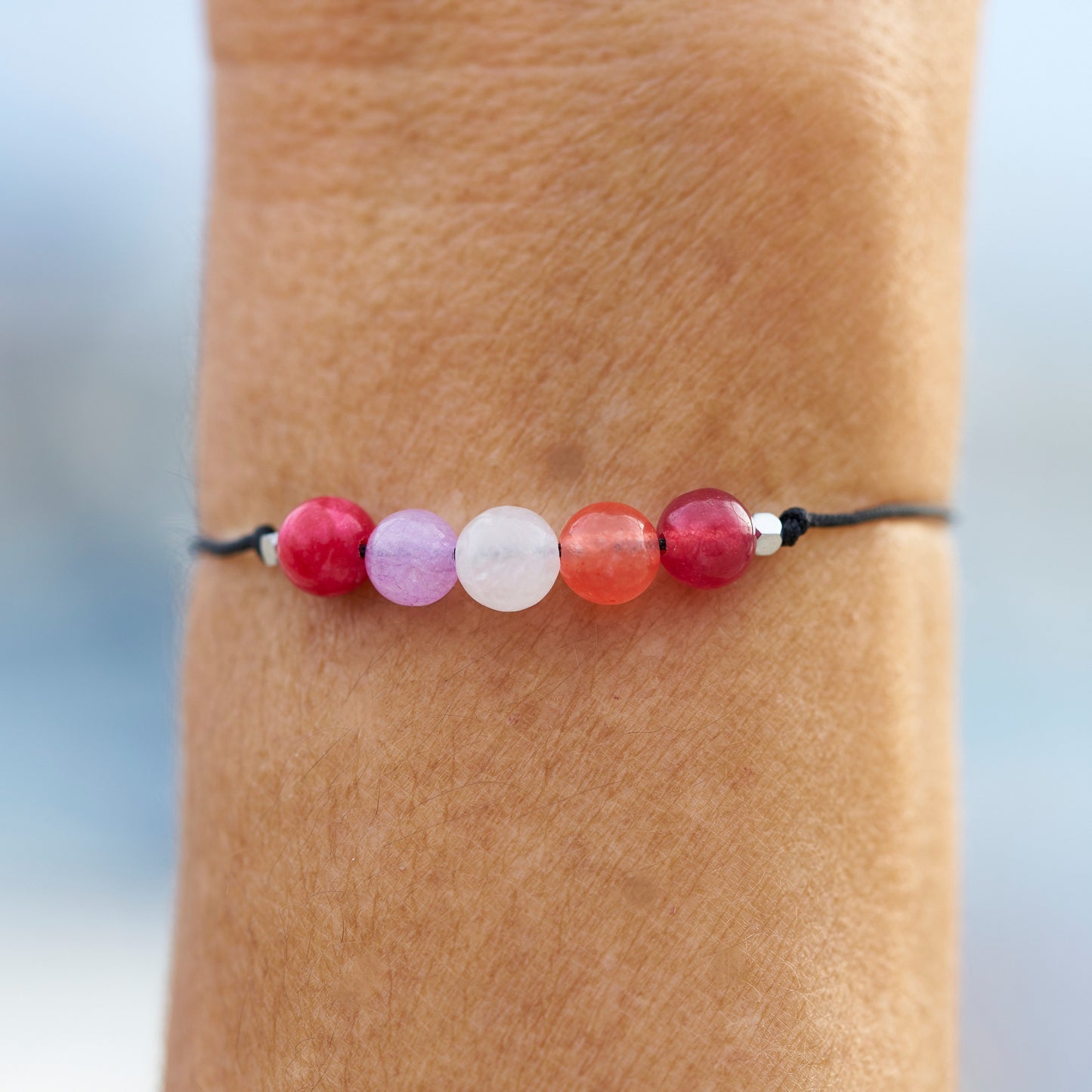 Pulsera de Orgullo Lesbico, agatas naturales - NellayComplements #