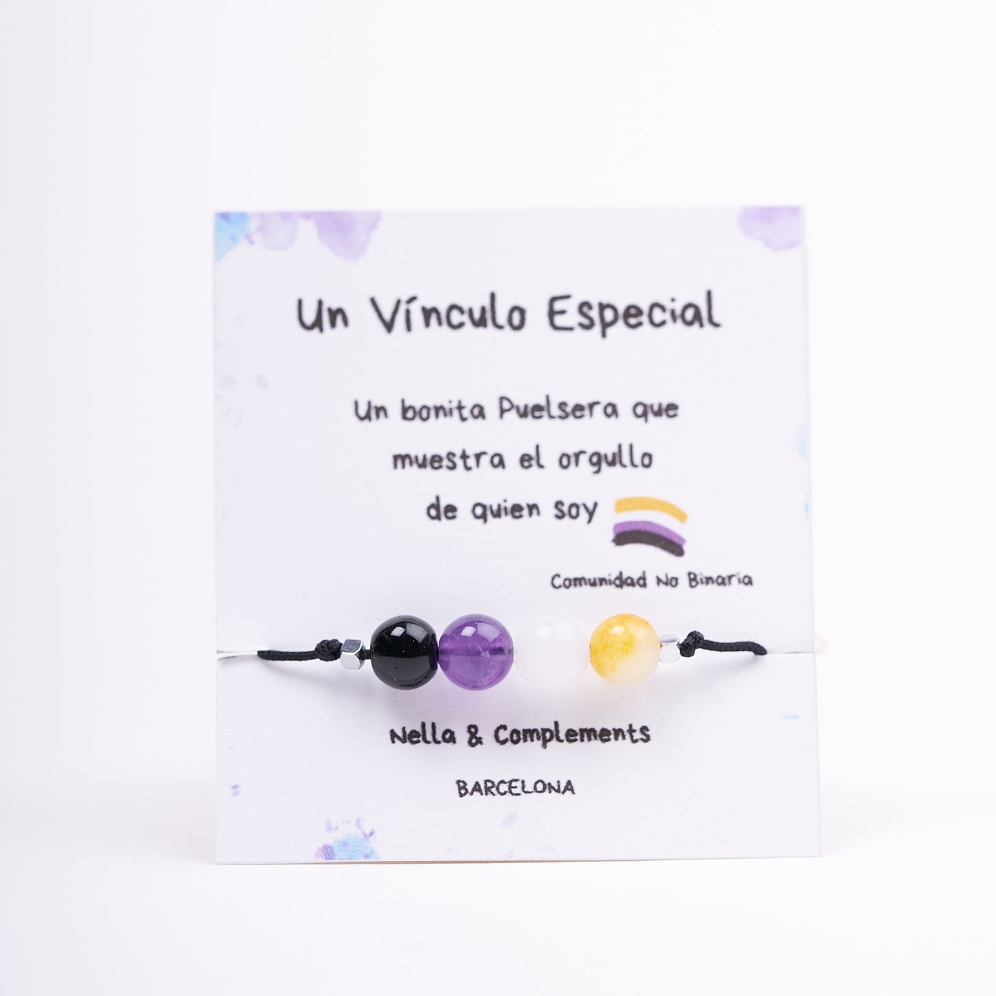 Pulsera de Orgullo No Binaria, agatas naturales. - NellayComplements #