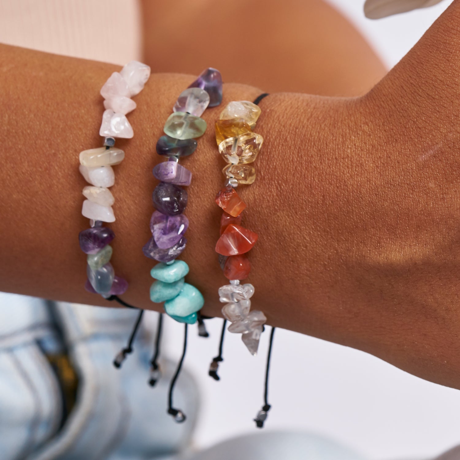 Pulseras ajustables con piedras para la salud, el amor y la prosperidad, para cada uno de los signos zodiacales