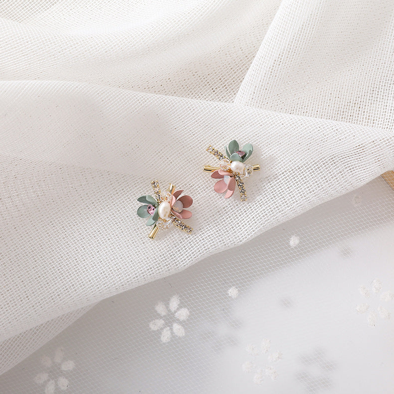 Pendientes de flores, Dulces flores de moda Coreana.