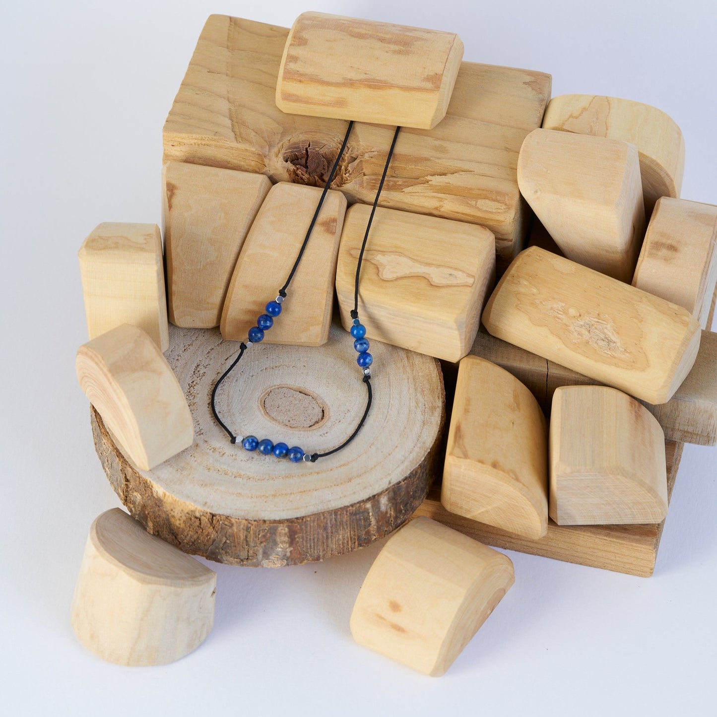 Collar con piedras de nacimiento mes de Septiembre, piedra de Lapislazuli