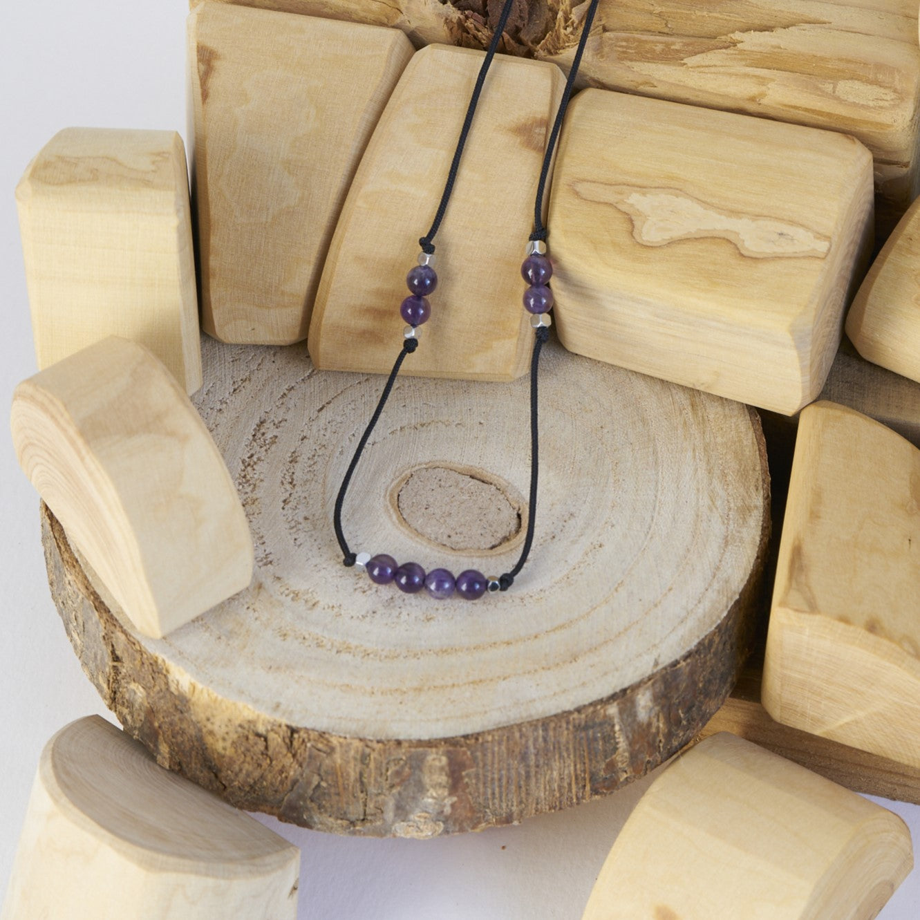 Collar con piedra de nacimiento de febrero, Piedra natural de Amatista