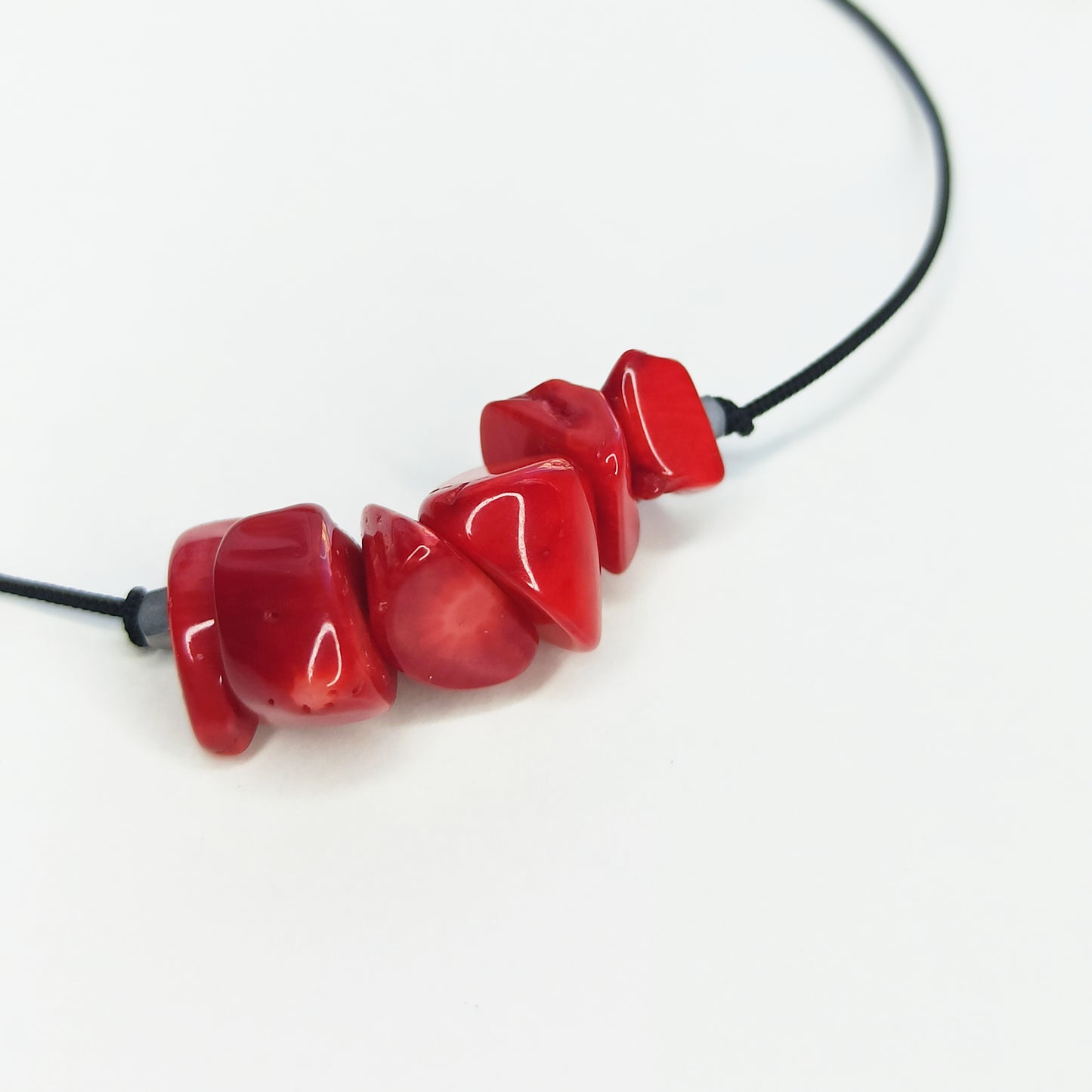 Pulsera ajustable con Coral Rojo | Piedra natural