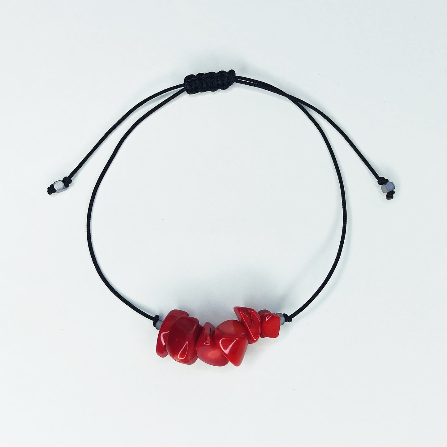 Pulsera ajustable con Coral Rojo | Piedra natural