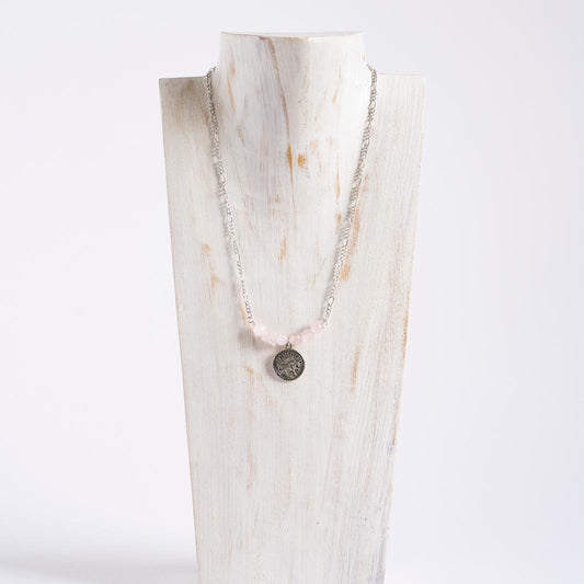 Collar del zodiaco Tauro | Cuarzo rosa | Piedra natal de Tauro