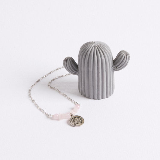 Collar del zodiaco Tauro | Cuarzo rosa | Piedra natal de Tauro