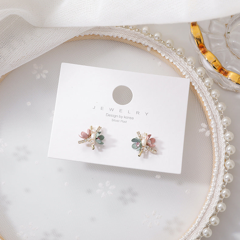 Pendientes de flores, Dulces flores de moda Coreana.