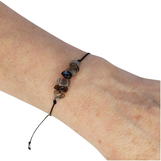 Pulsera Piedras de Cuarzo Ahumado | Piedra Natural.