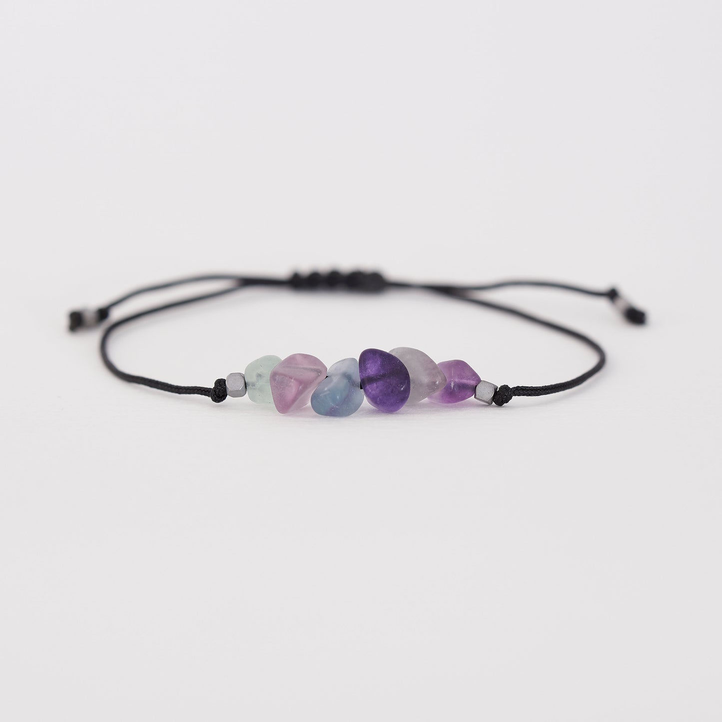 Pulsera con piedra fluorita arcoíris, piedra natural