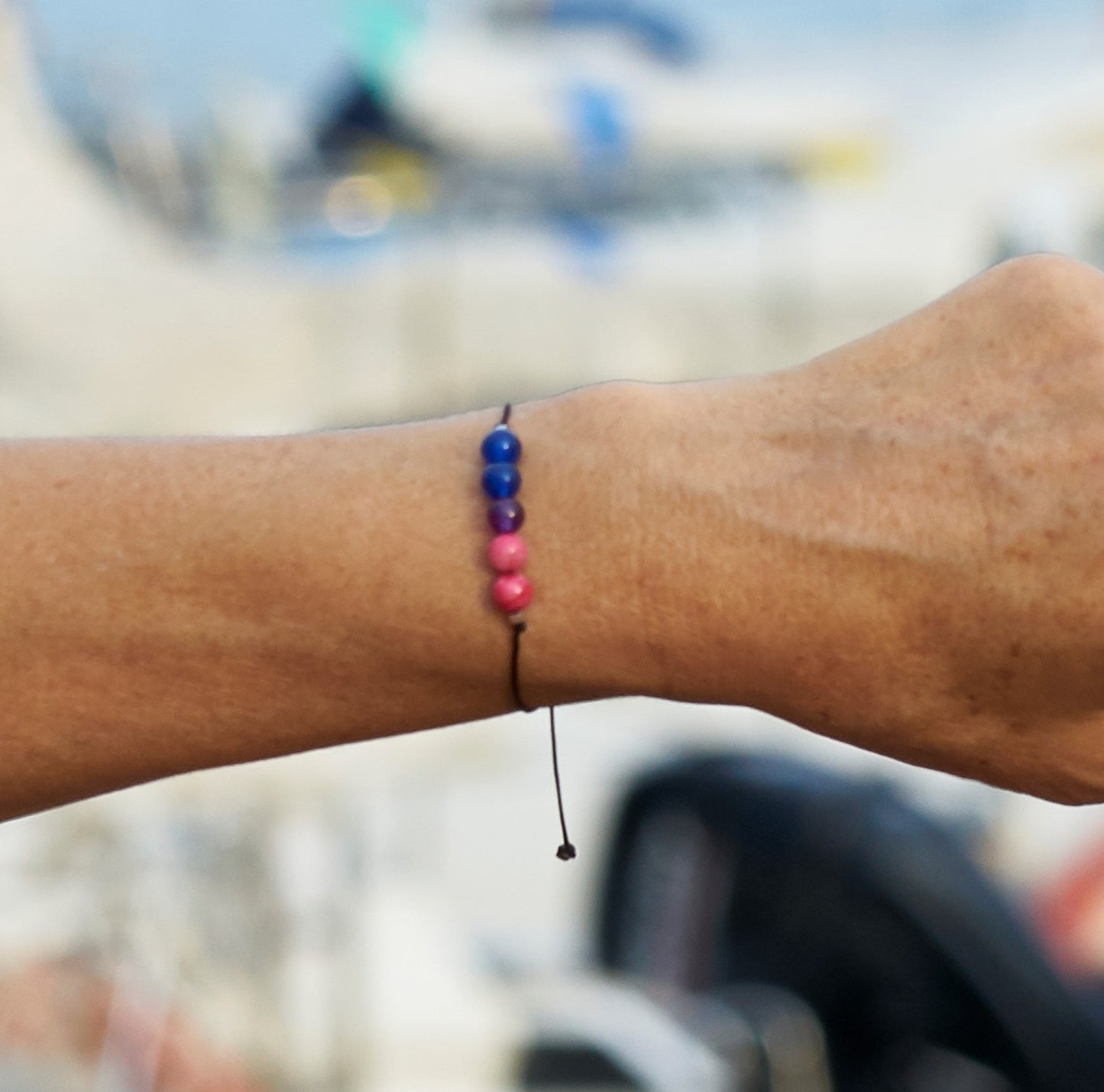 Pulsera de orgullo bisexual, ágata natural